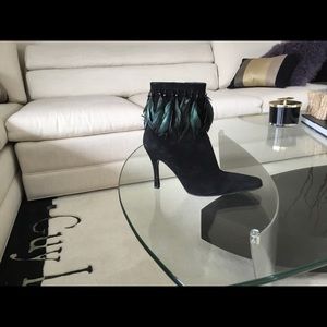 Feathered Suede Booties